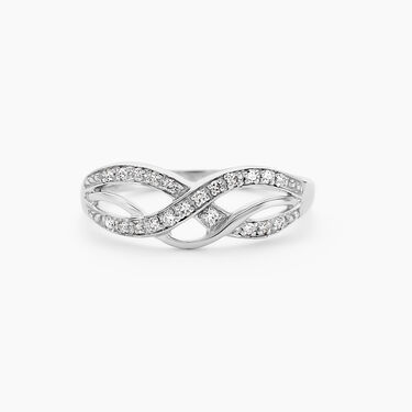 Bague Vaguelette Or Blanc Diamant - Bagues avec pierre Femme | Histoire d’Or